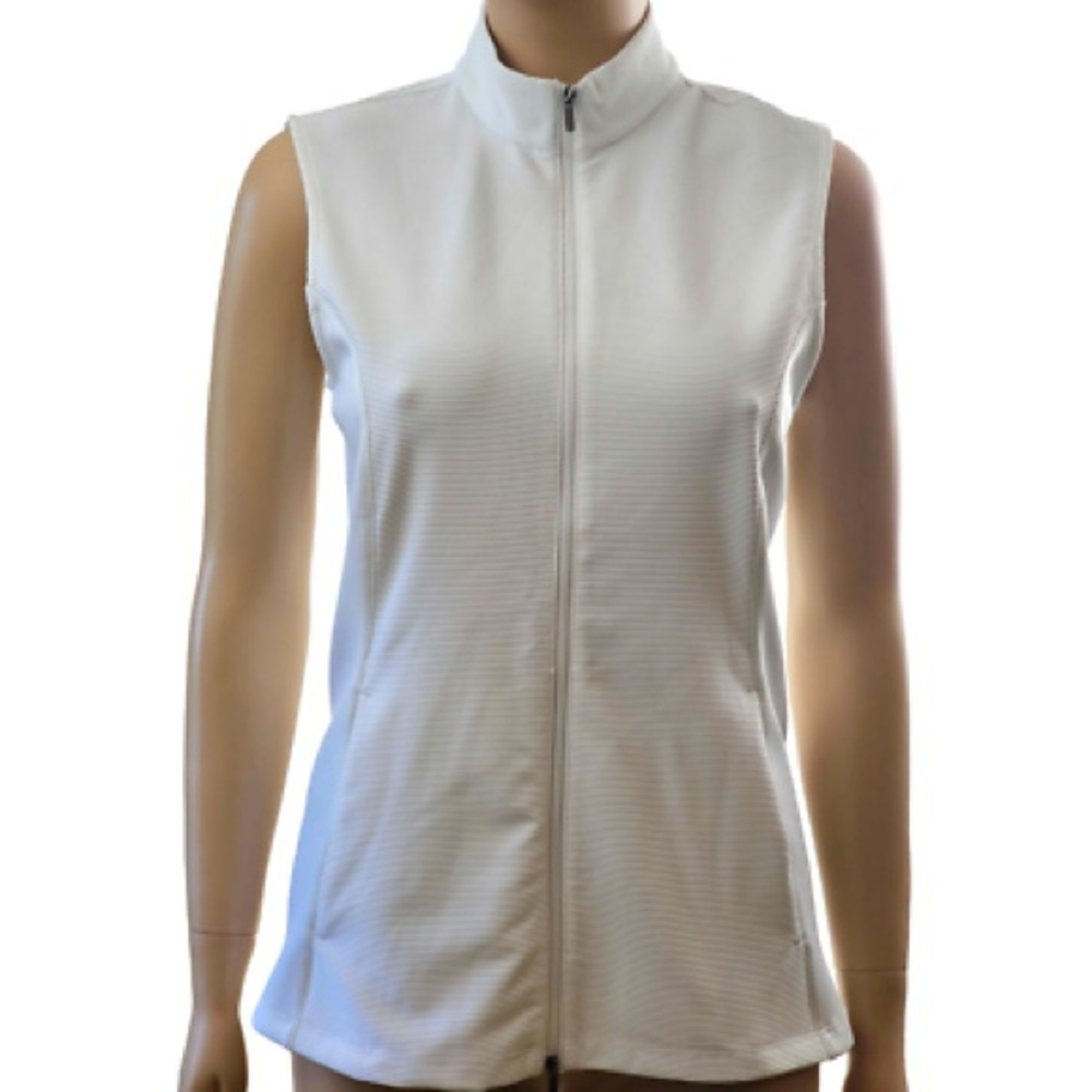 Greg Norman Collection White Sleeveless Fitted Button Down